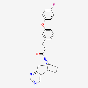molecular formula C24H22FN3O2 B3016584 3-(3-(4-氟苯氧基)苯基)-1-((5R,8S)-6,7,8,9-四氢-5H-5,8-环亚氨基环庚并[d]嘧啶-10-基)丙烷-1-酮 CAS No. 2058873-42-8