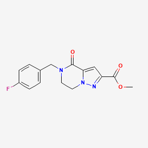 molecular formula C15H14FN3O3 B3016589 Methyl 5-(4-fluorobenzyl)-4-oxo-4,5,6,7-tetrahydropyrazolo[1,5-a]pyrazine-2-carboxylate CAS No. 477845-46-8
