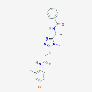 molecular formula C21H22BrN5O2S B301659 N-{1-[5-({2-[(4-bromo-2-methylphenyl)amino]-2-oxoethyl}sulfanyl)-4-methyl-4H-1,2,4-triazol-3-yl]ethyl}benzamide 