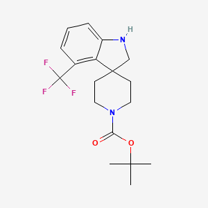 molecular formula C18H23F3N2O2 B3016592 叔丁基4-三氟甲基螺[吲哚啉-3,4'-哌啶]-1'-羧酸酯 CAS No. 1129421-52-8