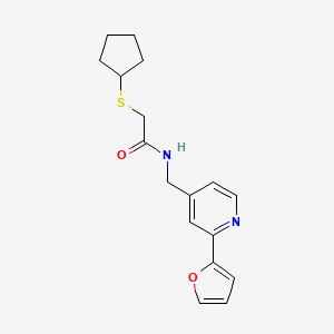 molecular formula C17H20N2O2S B3016601 2-(cyclopentylthio)-N-((2-(furan-2-yl)pyridin-4-yl)methyl)acetamide CAS No. 2034593-70-7