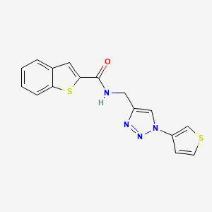 molecular formula C16H12N4OS2 B3016605 N-((1-(噻吩-3-基)-1H-1,2,3-三唑-4-基)甲基)苯并[b]噻吩-2-甲酰胺 CAS No. 2034312-53-1