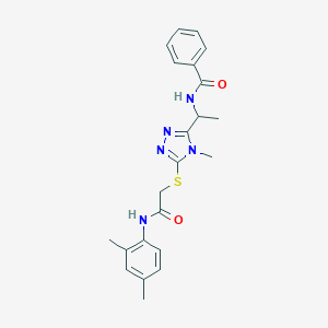 molecular formula C22H25N5O2S B301661 N-{1-[5-({2-[(2,4-dimethylphenyl)amino]-2-oxoethyl}sulfanyl)-4-methyl-4H-1,2,4-triazol-3-yl]ethyl}benzamide 