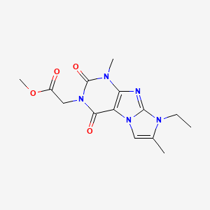 molecular formula C14H17N5O4 B3016611 methyl 2-(8-ethyl-1,7-dimethyl-2,4-dioxo-1H-imidazo[2,1-f]purin-3(2H,4H,8H)-yl)acetate CAS No. 896323-07-2
