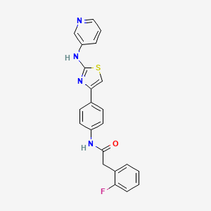 molecular formula C22H17FN4OS B3016618 2-(2-fluorophenyl)-N-(4-(2-(pyridin-3-ylamino)thiazol-4-yl)phenyl)acetamide CAS No. 1797334-44-1