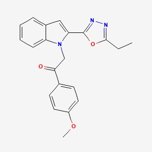 molecular formula C21H19N3O3 B3016620 2-(2-(5-ethyl-1,3,4-oxadiazol-2-yl)-1H-indol-1-yl)-1-(4-methoxyphenyl)ethanone CAS No. 921800-63-7