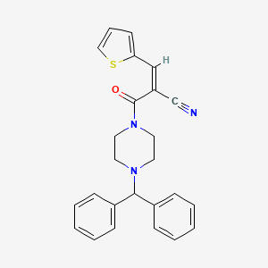 molecular formula C25H23N3OS B3016626 (Z)-2-(4-Benzhydrylpiperazine-1-carbonyl)-3-thiophen-2-ylprop-2-enenitrile CAS No. 728920-50-1