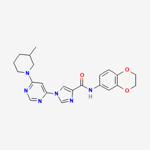 molecular formula C22H24N6O3 B3016630 N~4~-(2,3-dihydro-1,4-benzodioxin-6-yl)-1-[6-(3-methylpiperidino)-4-pyrimidinyl]-1H-imidazole-4-carboxamide CAS No. 1251605-50-1