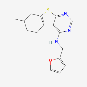 molecular formula C16H17N3OS B3016631 N-[(furan-2-yl)methyl]-11-methyl-8-thia-4,6-diazatricyclo[7.4.0.0^{2,7}]trideca-1(9),2(7),3,5-tetraen-3-amine CAS No. 315677-99-7