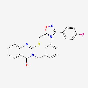 molecular formula C24H17FN4O2S B3016635 3-benzyl-2-(((3-(4-fluorophenyl)-1,2,4-oxadiazol-5-yl)methyl)thio)quinazolin-4(3H)-one CAS No. 2034204-86-7