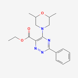 molecular formula C18H22N4O3 B3016636 Ethyl 5-(2,6-dimethylmorpholino)-3-phenyl-1,2,4-triazine-6-carboxylate CAS No. 866051-58-3