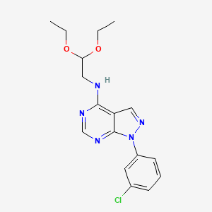 molecular formula C17H20ClN5O2 B3016652 (2,2-二乙氧基乙基)[1-(3-氯苯基)吡唑并[4,5-e]嘧啶-4-基]胺 CAS No. 890949-12-9