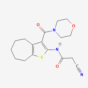 molecular formula C17H21N3O3S B3016665 2-氰基-N-[3-(吗啉-4-基羰基)-5,6,7,8-四氢-4H-环庚并[b]噻吩-2-基]乙酰胺 CAS No. 588715-49-5