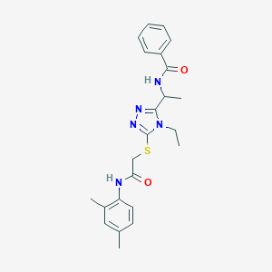 molecular formula C23H27N5O2S B301667 N-[1-(5-{[2-(2,4-dimethylanilino)-2-oxoethyl]sulfanyl}-4-ethyl-4H-1,2,4-triazol-3-yl)ethyl]benzamide 