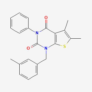 molecular formula C22H20N2O2S B3016687 5,6-二甲基-1-(3-甲基苄基)-3-苯基噻吩并[2,3-d]嘧啶-2,4(1H,3H)-二酮 CAS No. 899929-39-6