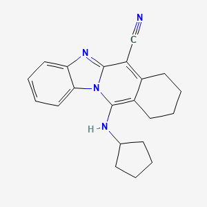 molecular formula C21H22N4 B3016690 11-(Cyclopentylamino)-7,8,9,10-tetrahydrobenzimidazo[1,2-b]isoquinoline-6-carbonitrile CAS No. 861629-39-2
