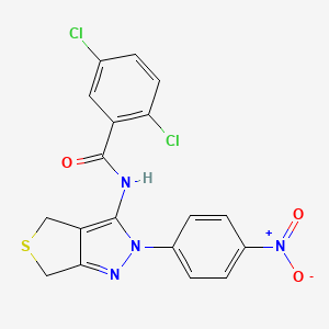 molecular formula C18H12Cl2N4O3S B3016695 2,5-二氯-N-[2-(4-硝基苯基)-4,6-二氢噻吩并[3,4-c]吡唑-3-基]苯甲酰胺 CAS No. 396721-33-8