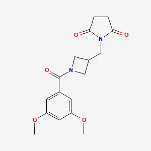 molecular formula C17H20N2O5 B3016696 1-{[1-(3,5-Dimethoxybenzoyl)azetidin-3-yl]methyl}pyrrolidine-2,5-dione CAS No. 2097924-12-2