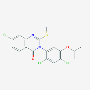 molecular formula C18H15Cl3N2O2S B3016703 7-chloro-3-(2,4-dichloro-5-isopropoxyphenyl)-2-(methylsulfanyl)-4(3H)-quinazolinone CAS No. 339099-18-2
