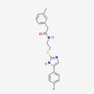 molecular formula C20H20FN3OS B3016709 N-(2-((5-(4-fluorophenyl)-1H-imidazol-2-yl)thio)ethyl)-2-(m-tolyl)acetamide CAS No. 897456-27-8