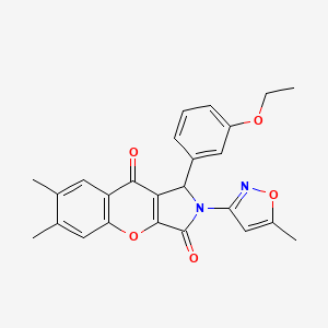 molecular formula C25H22N2O5 B3016714 1-(3-Ethoxyphenyl)-6,7-dimethyl-2-(5-methylisoxazol-3-yl)-1,2-dihydrochromeno[2,3-c]pyrrole-3,9-dione CAS No. 874396-30-2