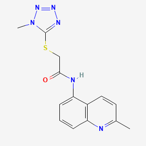 molecular formula C14H14N6OS B3016716 2-((1-methyl-1H-tetrazol-5-yl)thio)-N-(2-methylquinolin-5-yl)acetamide CAS No. 1206993-38-5