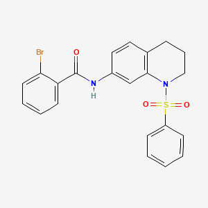 molecular formula C22H19BrN2O3S B3016730 2-溴-N-(1-(苯磺酰)-1,2,3,4-四氢喹啉-7-基)苯甲酰胺 CAS No. 1005299-57-9