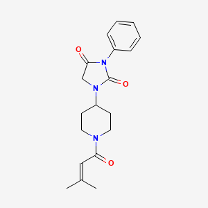 molecular formula C19H23N3O3 B3016734 1-(1-(3-甲基丁-2-烯酰)哌啶-4-基)-3-苯基咪唑烷-2,4-二酮 CAS No. 1902985-74-3