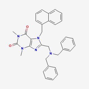 molecular formula C33H31N5O2 B3016748 8-[(二苄氨基)甲基]-1,3-二甲基-7-(萘-1-基甲基)嘌呤-2,6-二酮 CAS No. 585564-19-8