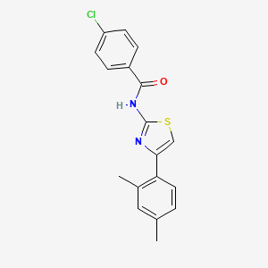 molecular formula C18H15ClN2OS B3016750 4-氯-N-[4-(2,4-二甲苯基)-1,3-噻唑-2-基]苯甲酰胺 CAS No. 313499-83-1