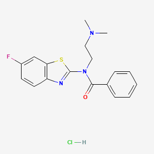 molecular formula C18H19ClFN3OS B3016753 N-(2-(dimethylamino)ethyl)-N-(6-fluorobenzo[d]thiazol-2-yl)benzamide hydrochloride CAS No. 1321947-66-3