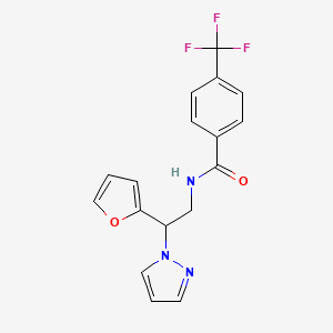molecular formula C17H14F3N3O2 B3016754 N-(2-(呋喃-2-基)-2-(1H-吡唑-1-基)乙基)-4-(三氟甲基)苯甲酰胺 CAS No. 2034275-41-5