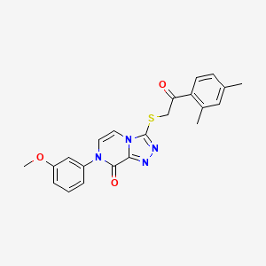 molecular formula C22H20N4O3S B3016755 3-{[2-(2,4-dimethylphenyl)-2-oxoethyl]thio}-7-(3-methoxyphenyl)[1,2,4]triazolo[4,3-a]pyrazin-8(7H)-one CAS No. 1242905-15-2