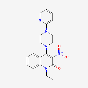 molecular formula C20H21N5O3 B3016768 1-ethyl-3-nitro-4-(4-(pyridin-2-yl)piperazin-1-yl)quinolin-2(1H)-one CAS No. 433322-33-9