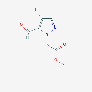 molecular formula C8H9IN2O3 B3016769 2-(5-甲酰基-4-碘吡唑-1-基)乙酸乙酯 CAS No. 2411285-42-0