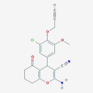 molecular formula C20H17ClN2O4 B301677 2-amino-4-[3-chloro-5-methoxy-4-(2-propynyloxy)phenyl]-5-oxo-5,6,7,8-tetrahydro-4H-chromene-3-carbonitrile 