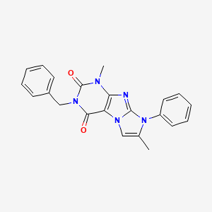 molecular formula C22H19N5O2 B3016770 3-benzyl-1,7-dimethyl-8-phenyl-1H-imidazo[2,1-f]purine-2,4(3H,8H)-dione CAS No. 887463-77-6