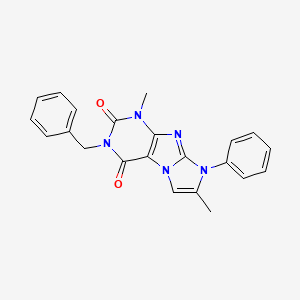 molecular formula C22H19N5O2 B3016770 3-苄基-1,7-二甲基-8-苯基-1H-咪唑并[2,1-f]嘌呤-2,4(3H,8H)-二酮 CAS No. 887463-77-6