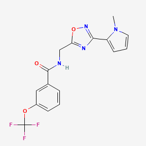 molecular formula C16H13F3N4O3 B3016771 N-((3-(1-methyl-1H-pyrrol-2-yl)-1,2,4-oxadiazol-5-yl)methyl)-3-(trifluoromethoxy)benzamide CAS No. 2034453-62-6