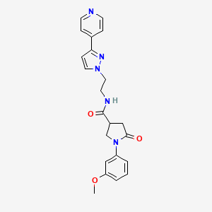 molecular formula C22H23N5O3 B3016773 1-(3-methoxyphenyl)-5-oxo-N-(2-(3-(pyridin-4-yl)-1H-pyrazol-1-yl)ethyl)pyrrolidine-3-carboxamide CAS No. 1448122-99-3