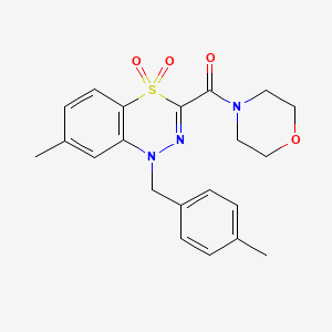 molecular formula C21H23N3O4S B3016776 7-methyl-1-(4-methylbenzyl)-3-(morpholinocarbonyl)-4lambda~6~,1,2-benzothiadiazine-4,4(1H)-dione CAS No. 1251619-64-3