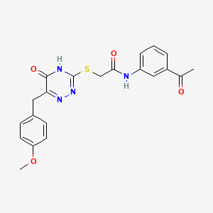 molecular formula C21H20N4O4S B3016782 N-(3-acetylphenyl)-2-((6-(4-methoxybenzyl)-5-oxo-4,5-dihydro-1,2,4-triazin-3-yl)thio)acetamide CAS No. 905765-89-1