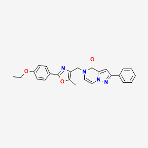 molecular formula C25H22N4O3 B3016783 5-((2-(4-ethoxyphenyl)-5-methyloxazol-4-yl)methyl)-2-phenylpyrazolo[1,5-a]pyrazin-4(5H)-one CAS No. 1358482-04-8
