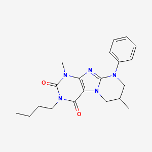 molecular formula C20H25N5O2 B3016784 3-butyl-1,7-dimethyl-9-phenyl-6,7,8,9-tetrahydropyrimido[2,1-f]purine-2,4(1H,3H)-dione CAS No. 846584-52-9