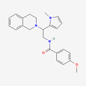 molecular formula C24H27N3O2 B3016798 N-(2-(3,4-dihydroisoquinolin-2(1H)-yl)-2-(1-methyl-1H-pyrrol-2-yl)ethyl)-4-methoxybenzamide CAS No. 1049434-49-2