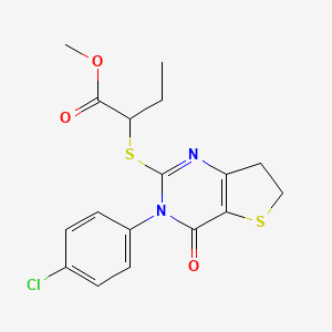 molecular formula C17H17ClN2O3S2 B3016801 Methyl 2-((3-(4-chlorophenyl)-4-oxo-3,4,6,7-tetrahydrothieno[3,2-d]pyrimidin-2-yl)thio)butanoate CAS No. 687565-29-3