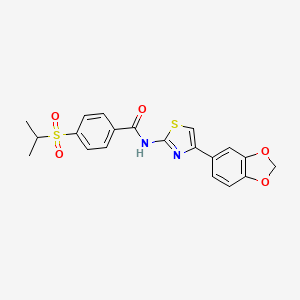 molecular formula C20H18N2O5S2 B3016803 N-(4-(benzo[d][1,3]dioxol-5-yl)thiazol-2-yl)-4-(isopropylsulfonyl)benzamide CAS No. 899739-16-3