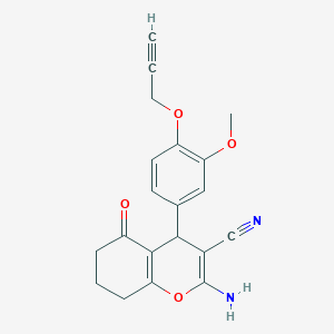 molecular formula C20H18N2O4 B301681 2-amino-4-[3-methoxy-4-(2-propynyloxy)phenyl]-5-oxo-5,6,7,8-tetrahydro-4H-chromene-3-carbonitrile 