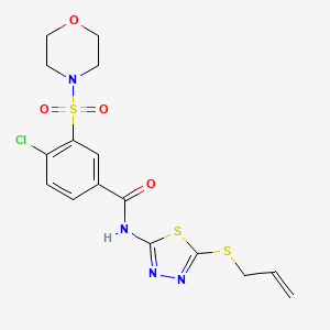 molecular formula C16H17ClN4O4S3 B3016814 4-chloro-3-morpholin-4-ylsulfonyl-N-(5-prop-2-enylsulfanyl-1,3,4-thiadiazol-2-yl)benzamide CAS No. 835890-63-6