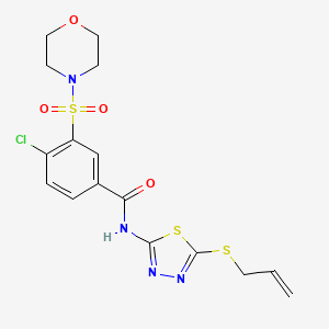 molecular formula C16H17ClN4O4S3 B3016814 4-氯-3-吗啉-4-基磺酰基-N-(5-丙-2-烯基硫烷基-1,3,4-噻二唑-2-基)苯甲酰胺 CAS No. 835890-63-6